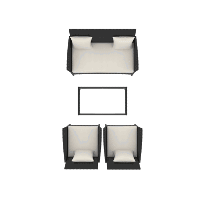 Outsunny 4-Piece Rattan Outdoor Furniture Set Patio Furniture Set with Coffee Table 22.8" W x 21.7" D x 33.5" H Black & Cream