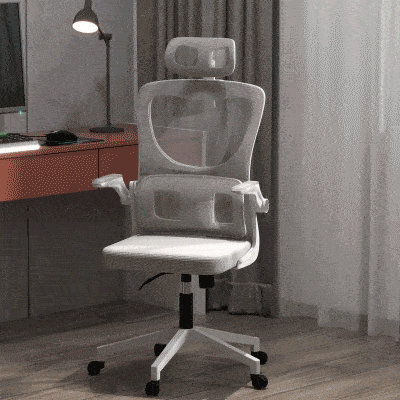 Vinsetto Ergonomic Office Chair with Auto-Adaptive Lumbar Support, High Back Desk Chair with Adjustable Headrest & Height, Rotatable Arm, Tilt Function for Office, Grey