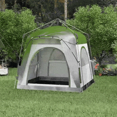Outsunny Instant Automatic Camping Dome Tent Portable with 4 Doors and 4 Windows for 4 Person, Green