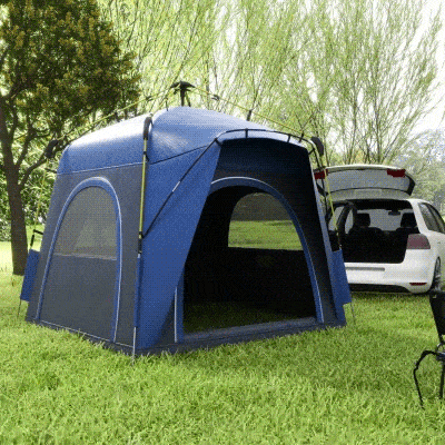 Outsunny Instant Automatic Camping Tent w/ 4 Doors and 4 Windows, Outdoor Easy Pop Up Tent, Portable Backpacking Dome Shelter, 3 Person, Grey