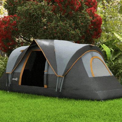Outsunny 5 Person Family Tent, Outdoor Camping Tent with Lighting Hook, Carrying Bag for Camping, Hiking and Travelling, Black