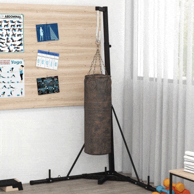Soozier Foldable Punch Bag Stand, Adjustable Height Heavy Bag Stand with Weighted Base, Freestanding for Home Gym, Stand Only
