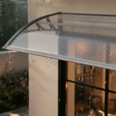 Outsunny Window Awning Door Canopy, Polycarbonate Front Door Outdoor Patio Cover, Sun Shelter, Hollow Sheet, 43.3" x 23.6", Clear