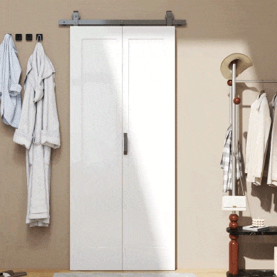 HOMCOM 35" x 83" Sliding Door with 3.6FT Bi-Folding Door, Hardware Kit Included & Handle, DIY Paintable MDF Surface
