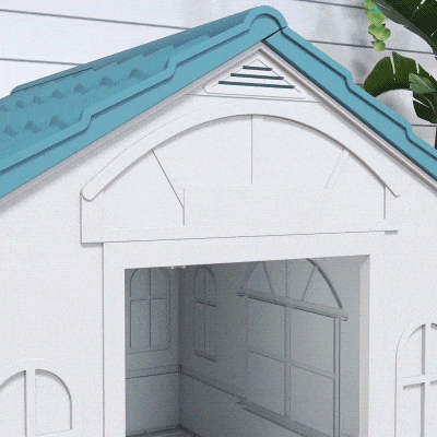 PawHut 26" Plastic Dog House Outdoor with Air Vents, for Small Medium Dogs, Blue
