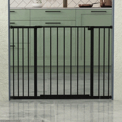 PawHut Pressure Fit Dog Gate Pet Barrier for stairs doorway, 29.9''- 42.1'' Width Black