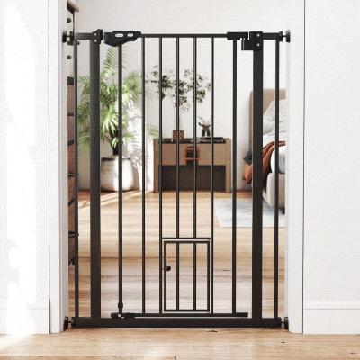 PawHut 41" Easy Open Indoor Dog Gates for Doorways, House, Stair - Black