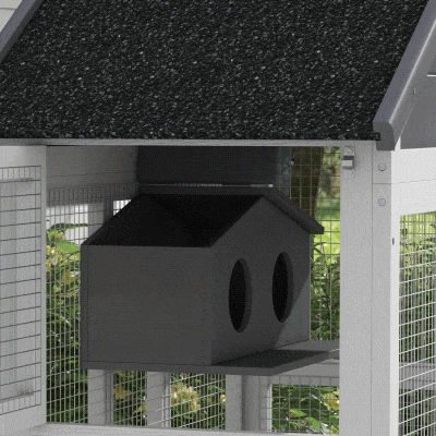 PawHut Wooden Bird Aviary with Slide-Out Tray, Gray