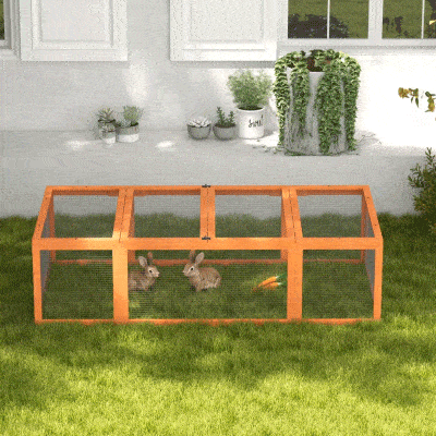 PawHut Large Wooden Rabbit Hutch, Outdoor Enclosure, Natural