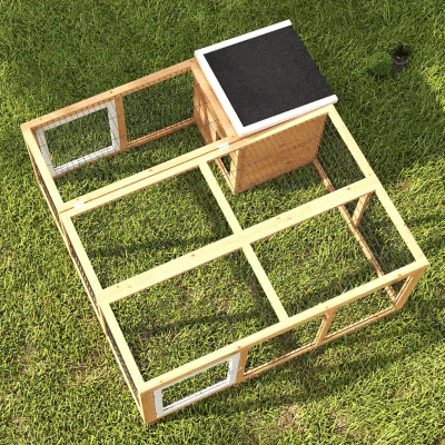 PawHut Waterproof Rabbit Hutch for Small Animals, Natural