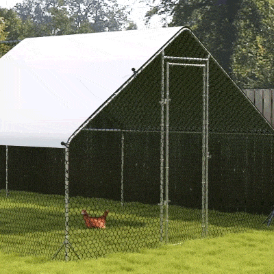 PawHut 9.8' x 26.2' x 6.6' Chicken Coop Cage, Outdoor Hen House w/Cover & Lockable Door