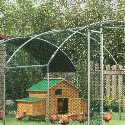 PawHut Galvanized Large Metal Chicken Coop Cage Walk-in Enclosure Poultry Hen Run House Playpen Rabbit Hutch with Cover for Outdoor Backyard 9.2' x 18.7' x 6.5' Silver