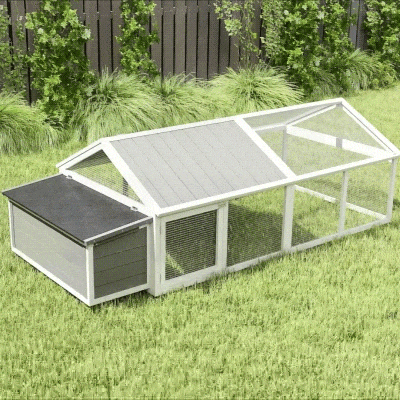 PawHut 95"L Chicken Run Large Chicken Coop with Nesting Box Wooden Roof Side Door for Outdoor 4–8 Chickens