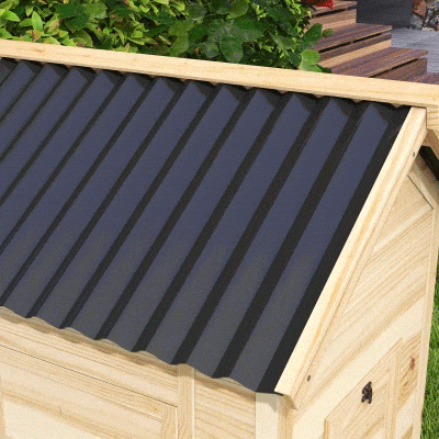 PawHut Duck Coop, Wooden Duck House with Openable Roof & Double Doors, Natural Wood